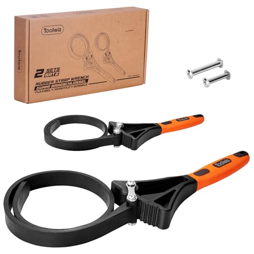 Toolwiz Rubber Strap Wrench Set, 2pcs for Pipes Below 6'' 150mm and 4'' 100mm Universal Adjustable Rubber Belt for Pipe Plumbers, Oil Filter, Jar Opener for Weak Hands - Image 1