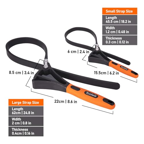 Toolwiz Rubber Strap Wrench Set, 2pcs for Pipes Below 6'' 150mm and 4'' 100mm Universal Adjustable Rubber Belt for Pipe Plumbers, Oil Filter, Jar Opener for Weak Hands - Image 3