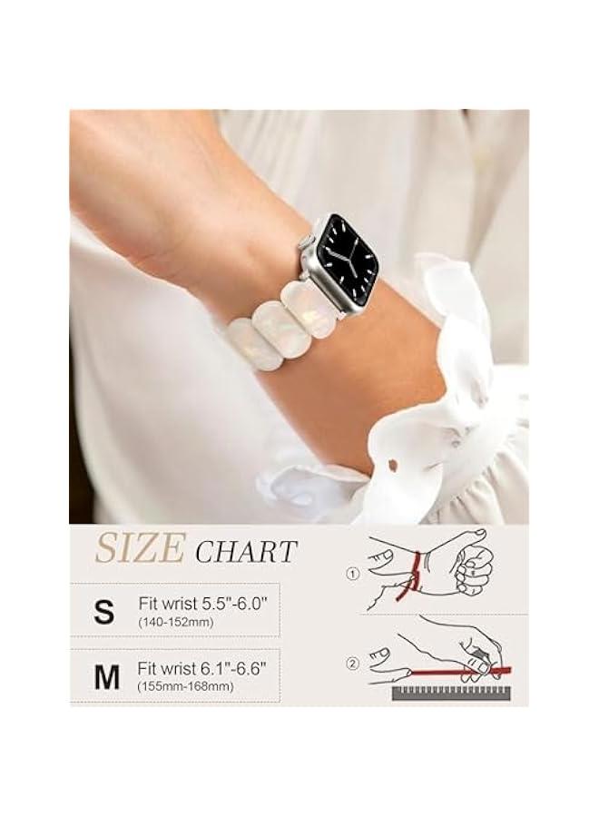 عربست عصابة سلسة مطاطية لساعة نسائية من الراتنج لساعة آبل 38 مم 40 مم 41 مم 42 مم (S10) سوار سلسلة سلحفاة مزين بخرز حزام مطاطي مرن لساعة آبل سلسلة 10/9/8/7/6/5/4/3/2/1/SE/Ultra - Image 4