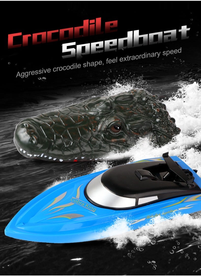 Remote Control Crocodile Speed Boat Toy for Kids, Long Battery Life, Simulation Crocodile Heads, RC Crocodile Ship Toy Gift  - Image 1
