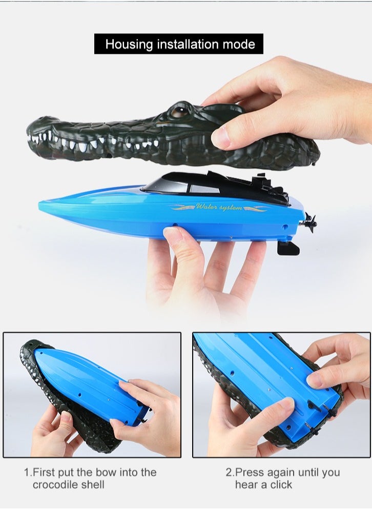 Remote Control Crocodile Speed Boat Toy for Kids, Long Battery Life, Simulation Crocodile Heads, RC Crocodile Ship Toy Gift  - Image 4