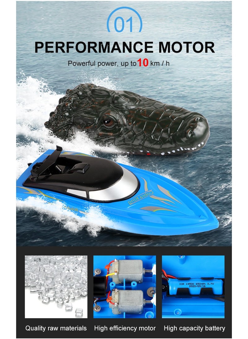 Remote Control Crocodile Speed Boat Toy for Kids, Long Battery Life, Simulation Crocodile Heads, RC Crocodile Ship Toy Gift  - Image 1