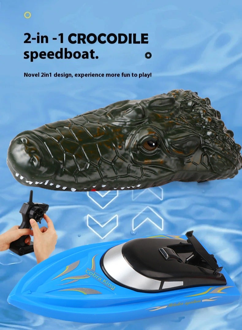 Remote Control Crocodile Speed Boat Toy for Kids, Long Battery Life, Simulation Crocodile Heads, RC Crocodile Ship Toy Gift  - Image 1