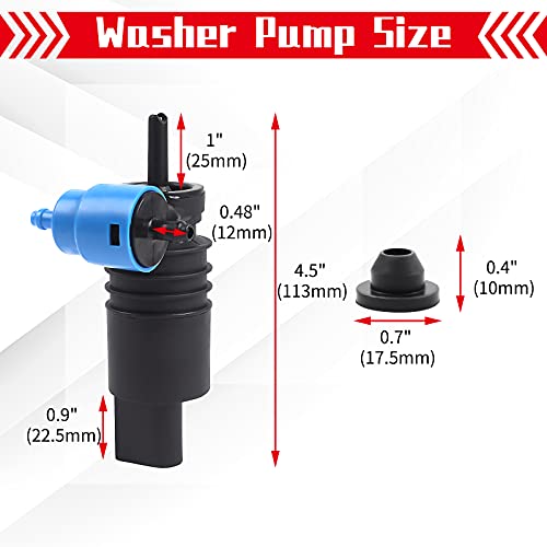 OTUAYAUTO 1J6955651 Windshield Washer Pump for Jeep, Dodge, Chrysler, Volkswagen, Audi, BMW, Chevrolet, Ford - Factory OE Style with Grommet - Image 3
