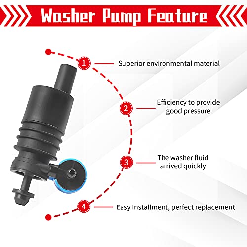 OTUAYAUTO 1J6955651 Windshield Washer Pump for Jeep, Dodge, Chrysler, Volkswagen, Audi, BMW, Chevrolet, Ford - Factory OE Style with Grommet - Image 5