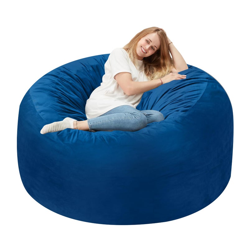 Homguava 3FT Bean Bag Chair: 3' Bean Bags with Memory Foam Filled, Large Beanbag Chairs Soft Sofa with Dutch Velvet Cover-Blue - Image 1