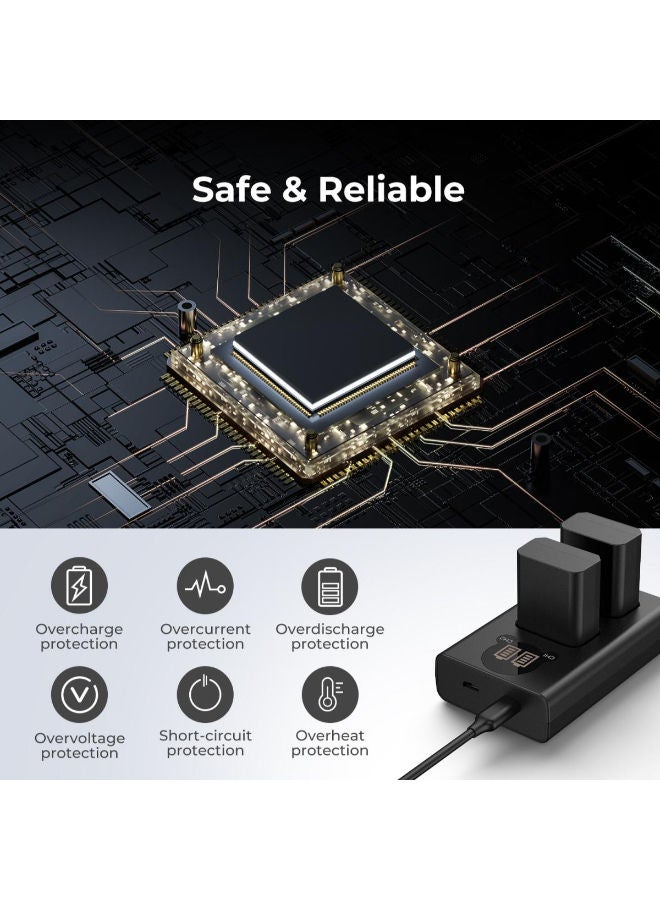 K&F Concept LCD Camera Battery Charger NP-FW50 for Sony A7, A7II, A7RII, A7SII, A7S, A7S2, A7R, A7R2, A6000, A6500, A6300, RX10, NEX-3/5/7 (KF28.0009V1) - Image 5