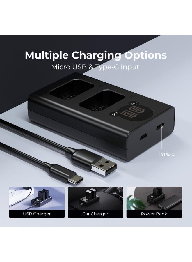 K&F Concept LCD Camera Battery Charger NP-FW50 for Sony A7, A7II, A7RII, A7SII, A7S, A7S2, A7R, A7R2, A6000, A6500, A6300, RX10, NEX-3/5/7 (KF28.0009V1) - Image 4