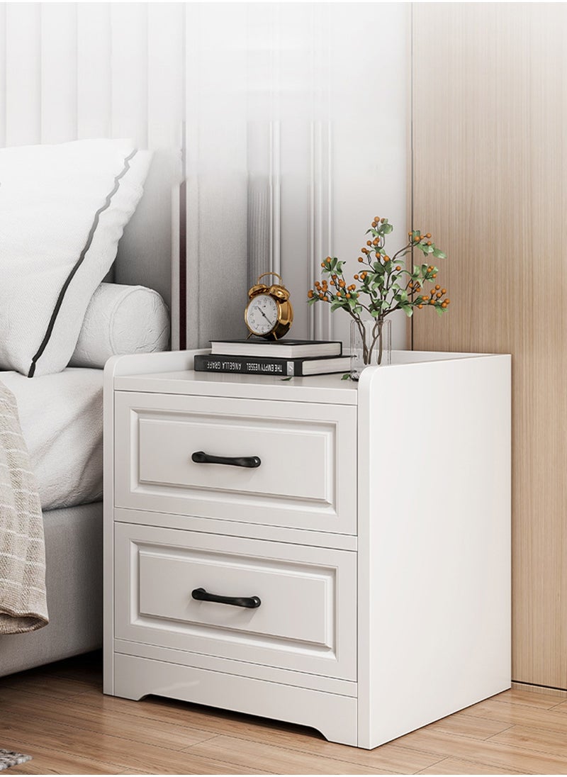 Sharpdo - Modern Minimalist Bedroom Practical White Bedside Table Storage Cabinet Double Drawer Storage Cabinet 40*36*50CM - Image 1