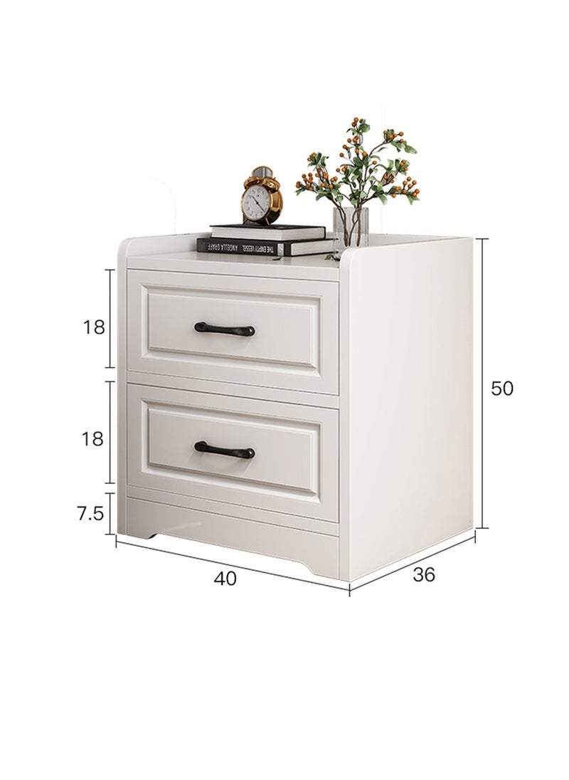 Sharpdo - Modern Minimalist Bedroom Practical White Bedside Table Storage Cabinet Double Drawer Storage Cabinet 40*36*50CM - Image 1