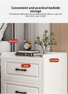 Sharpdo Modern Minimalist Bedroom Practical White Bedside Table Storage Cabinet Double Drawer Storage Cabinet 40*36*50CM  - Image 5