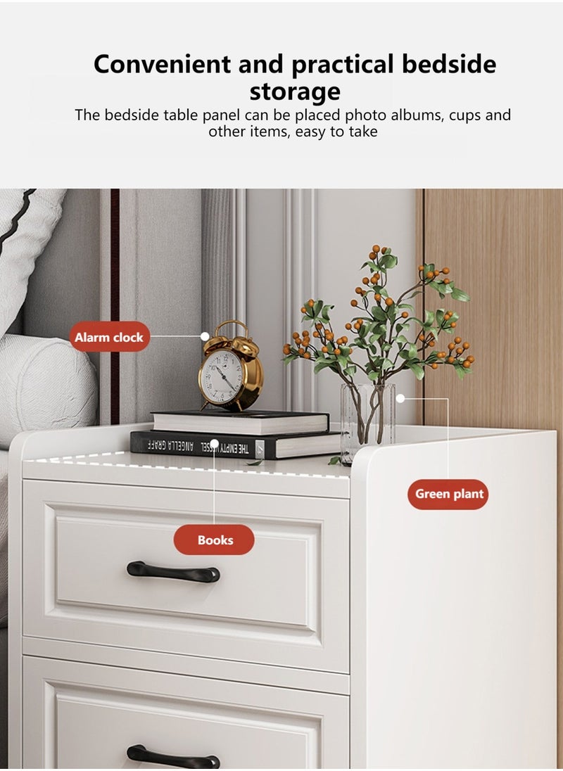Sharpdo - Modern Minimalist Bedroom Practical White Bedside Table Storage Cabinet Double Drawer Storage Cabinet 40*36*50CM - Image 1