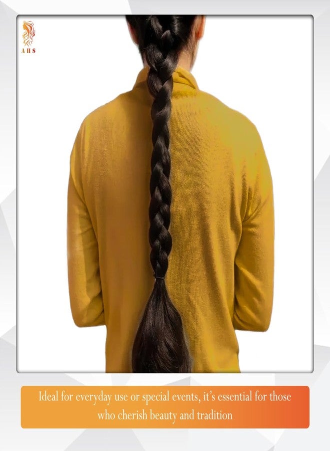 AHS Long Braid Hair Extension for Women and Girls | Nakli Hair Wig Synthetic Braided for Girls | Bangs Hair Extension, Stylish Hairpiece for Traditional & Party Look (Black) - Image 4