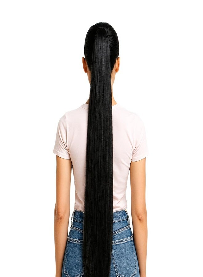 AHS Long Braid Hair Extension for Women and Girls | Nakli Hair Wig Synthetic Braided for Girls | Bangs Hair Extension, Stylish Hairpiece for Traditional & Party Look (Black) - Image 1