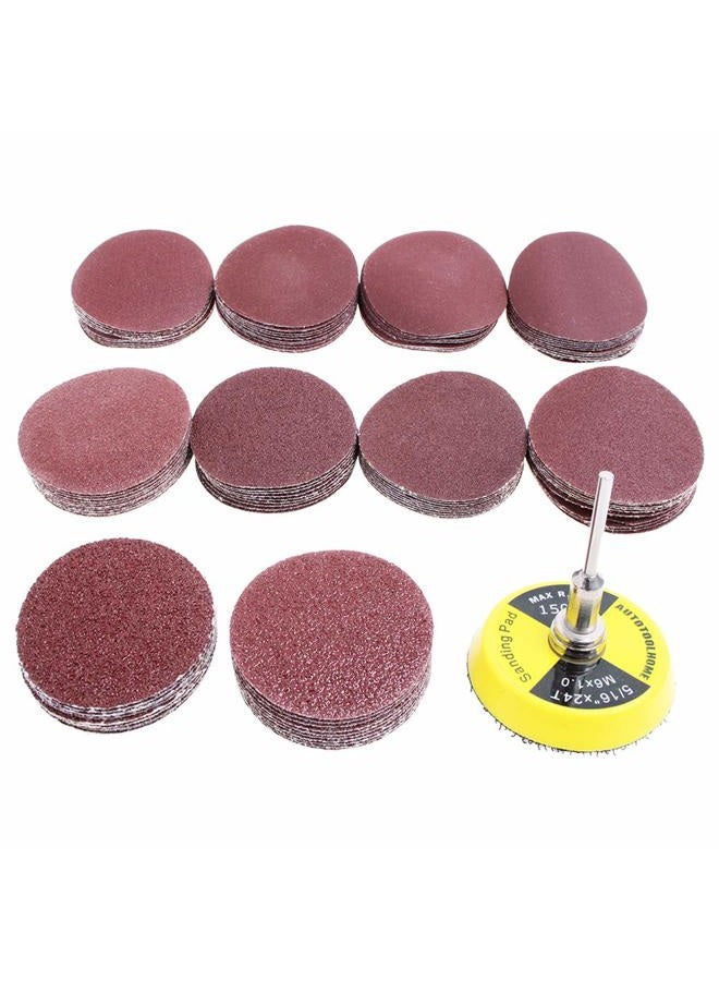 AUTOTOOLHOME 100 Pack 2 inch Sanding Discs Kit with Polishing Pads Plate 40 60 80 100 120 150 180 240 320 400 Grit Sandpapers for Drill Grinder Rotary Tool - Image 1