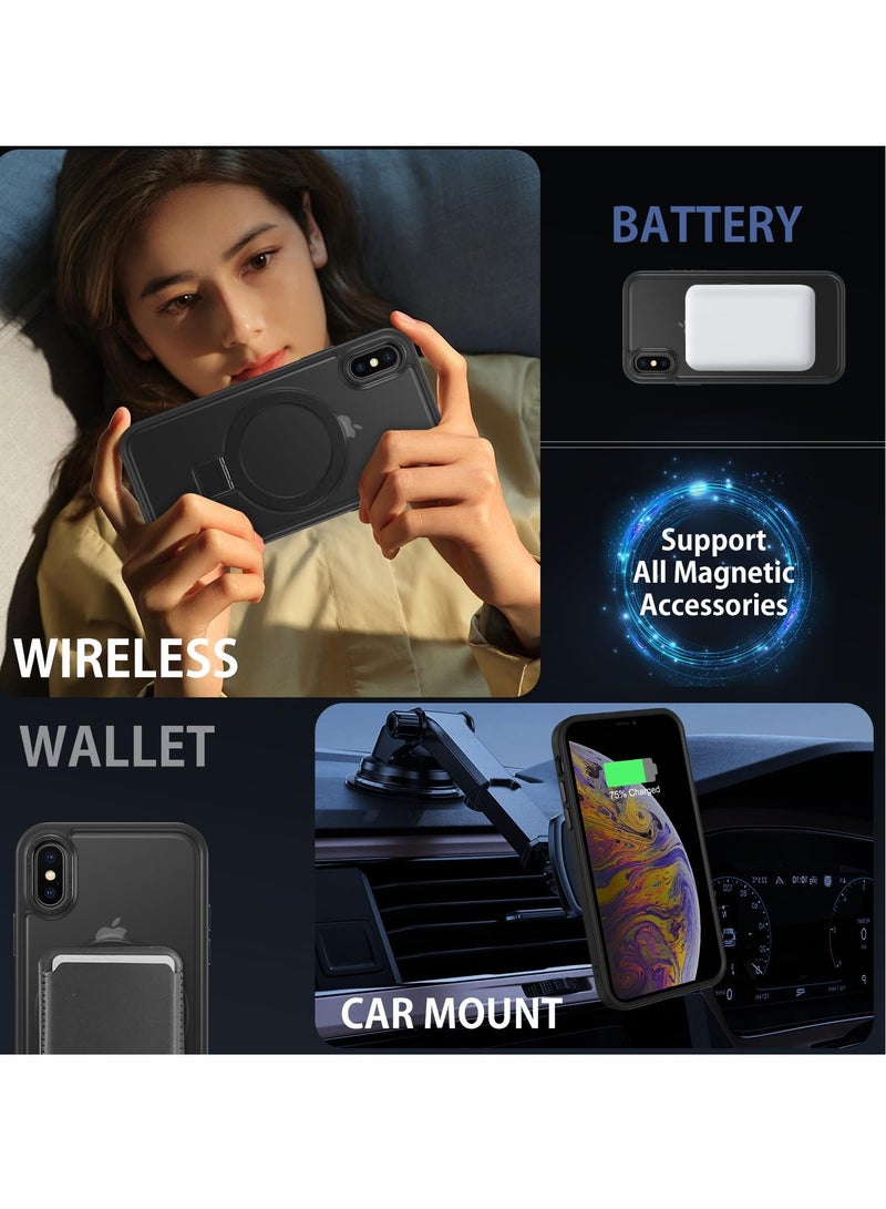 Concretization iPhone X/ XS MagSafe Case with Magnetic Invisible Stand,【Full Shockproof Protection】Matte Back Phone Cover with Magnet Kickstand for Apple X/ XS (2018)(Black) - Image 5