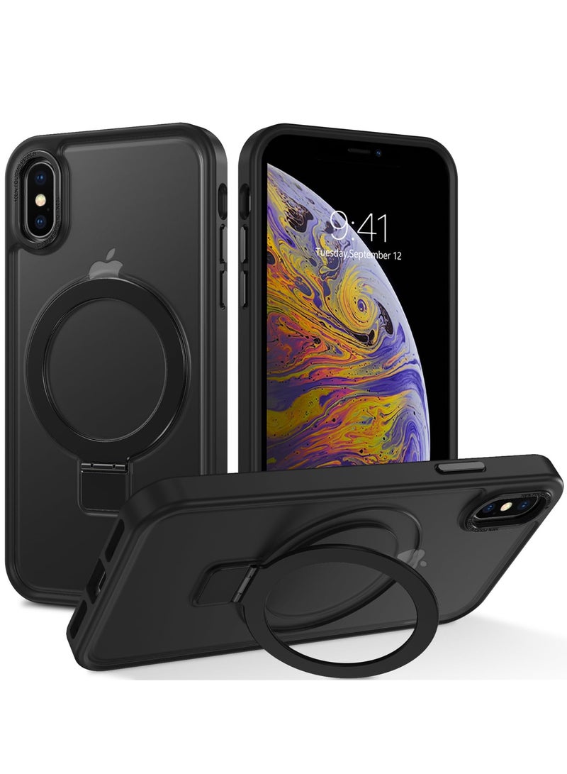 Concretization iPhone X/ XS MagSafe Case with Magnetic Invisible Stand,【Full Shockproof Protection】Matte Back Phone Cover with Magnet Kickstand for Apple X/ XS (2018)(Black) - Image 1