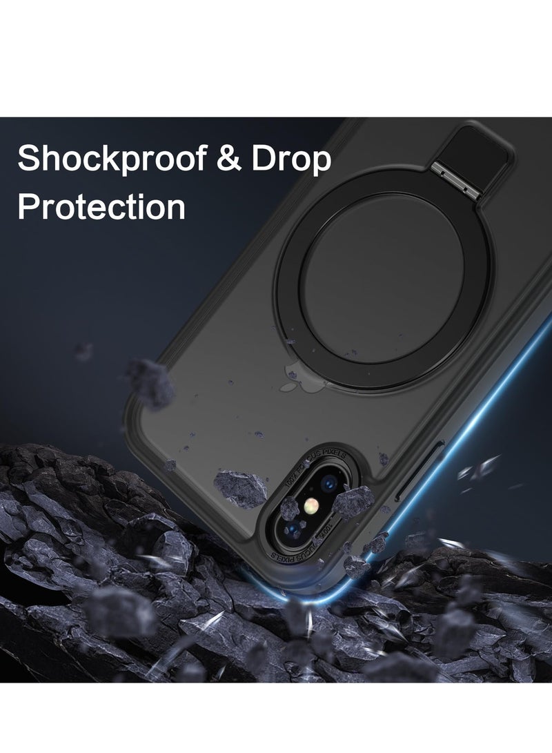 Concretization iPhone X/ XS MagSafe Case with Magnetic Invisible Stand,【Full Shockproof Protection】Matte Back Phone Cover with Magnet Kickstand for Apple X/ XS (2018)(Black) - Image 3