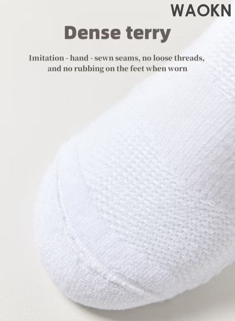 WAOKN Socks for men, Cotton Athletic Crew Odor Proof Mid-Calf Breathable suitable for basketball football running,High socks, quick-drying and sweat-absorbing, two black and two white socks,Suitable for All Seasons. - Image 5