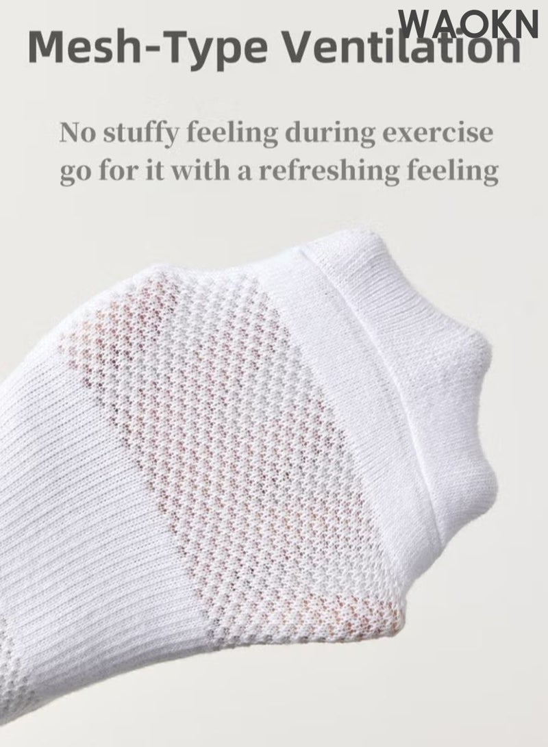 WAOKN Socks for men, Cotton Athletic Crew Odor Proof Mid-Calf Breathable suitable for basketball football running,High socks, quick-drying and sweat-absorbing, two black and two white socks,Suitable for All Seasons. - Image 4