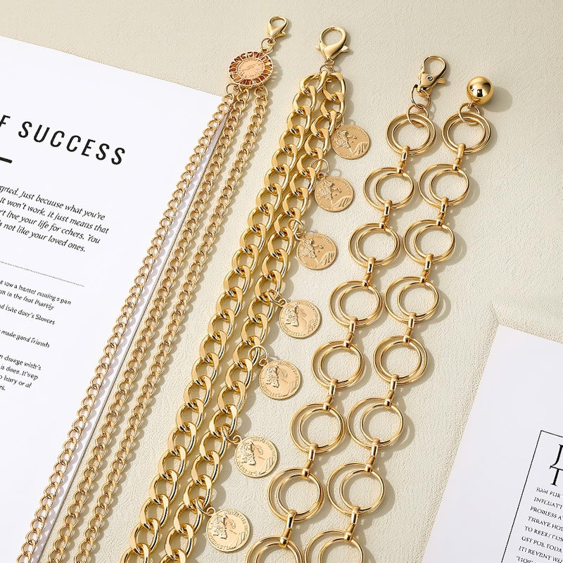 ZhouBoat 3Pcs Waist Chains for Women Butterfly Design Vintage Queen Coin Layered Belt Circle Hip Chain Adjustable Fashion Accessories Boho Western Jewelry - Image 4
