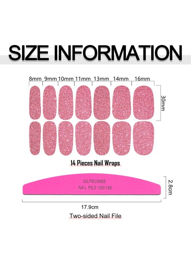 SILPECWEE 16 Sheets Red Glitter Nail Wraps For Women Solid Color Nail Polish Strips Self Adhesive Nail Polish Stickers Fingernail Manicure Sticker Nail Art With 1Pc Nail File (Lovely Color) - Image 5
