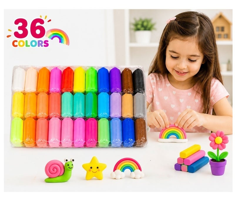 VENDIX 36 Colors Plasticine DIY Plasticine for Children Education Super Light Clay Air Dry Clay Multi-color Modelling Clay Interactive Toy - Image 1