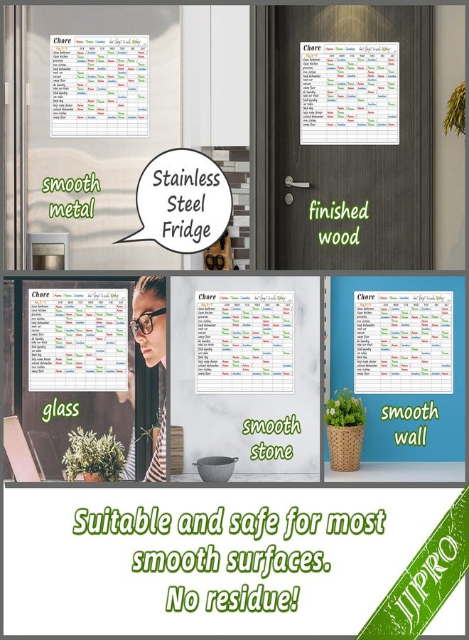 JJPRO Chore Chart Whiteboard Clings to All Smooth Surfaces.Non-Magnetic Dry Erase Chore Chart Sticks to Stainless Steel Fridge, Cabinet, Door and Glass - Image 2