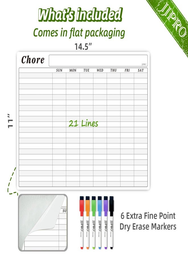 JJPRO Chore Chart Whiteboard Clings to All Smooth Surfaces.Non-Magnetic Dry Erase Chore Chart Sticks to Stainless Steel Fridge, Cabinet, Door and Glass - Image 4
