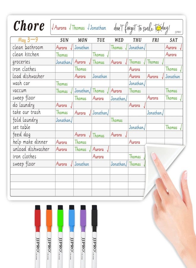 JJPRO Chore Chart Whiteboard Clings to All Smooth Surfaces.Non-Magnetic Dry Erase Chore Chart Sticks to Stainless Steel Fridge, Cabinet, Door and Glass - Image 1