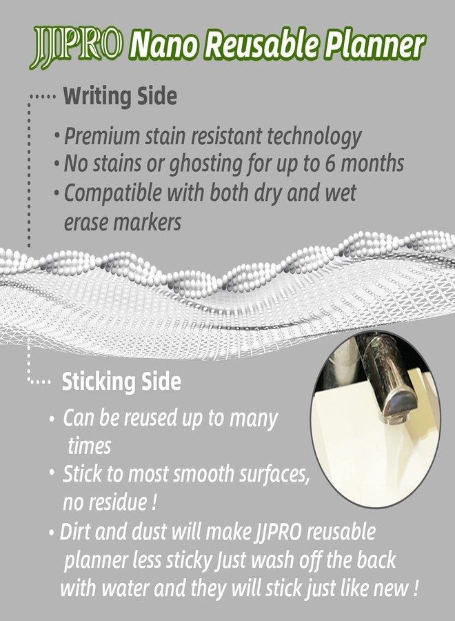 JJPRO Chore Chart Whiteboard Clings to All Smooth Surfaces.Non-Magnetic Dry Erase Chore Chart Sticks to Stainless Steel Fridge, Cabinet, Door and Glass - Image 3