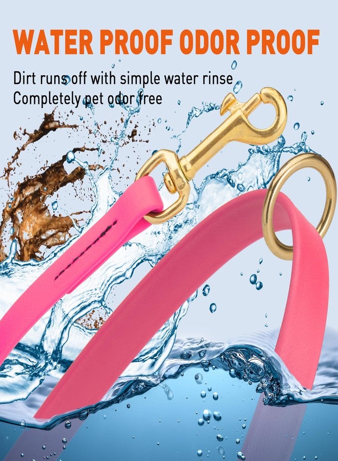 فايبر طوق كلاب فايبر بيوثين K9 المقاوم للماء للتدريب على التتبع، حبل طويل مقاوم للروائح مع مشبك نحاسي صلب، مناسب للجراء والكلاب المتوسطة والكبيرة، طوله 6 أقدام، لون وردي فاقع. - Image 4