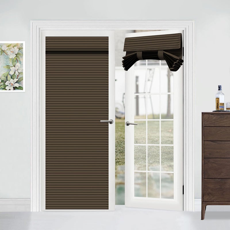Muamar French Door Curtains  Privacy Door Window Curtains  30 X 80 Inch Blackout French Door Shades for Glass Door  Thermal Insulated Tie Up Shades Door Window Coverings  1 Panel  Coffee - Image 1