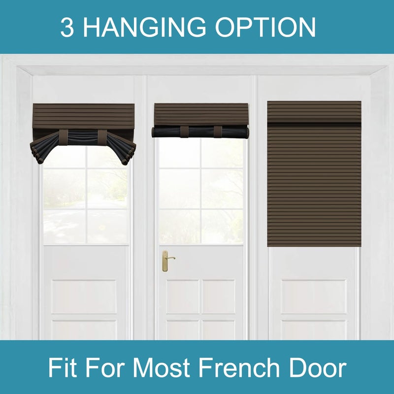 Muamar French Door Curtains  Privacy Door Window Curtains  30 X 80 Inch Blackout French Door Shades for Glass Door  Thermal Insulated Tie Up Shades Door Window Coverings  1 Panel  Coffee - Image 5