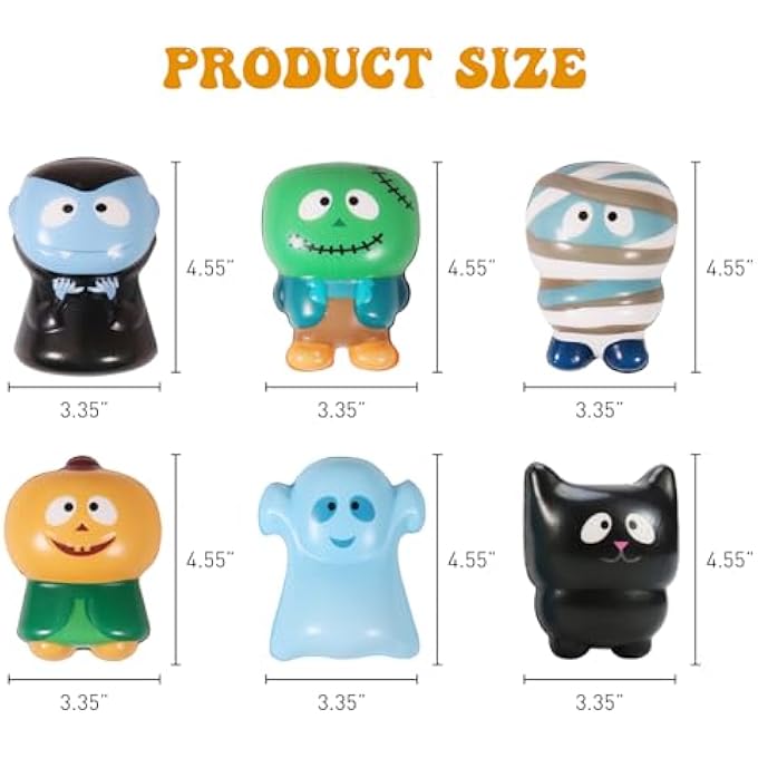 FauKait New 6 Packs-Halloween Squishies Toys Slow Rising Party Favors:Pumpkin,Zombie,Black Cat,Mummy,Vampire,Ghost Halloween Treat Bag Classroom Prizes,Stress Relief Toys for Kids Toddlers Gift - Image 2