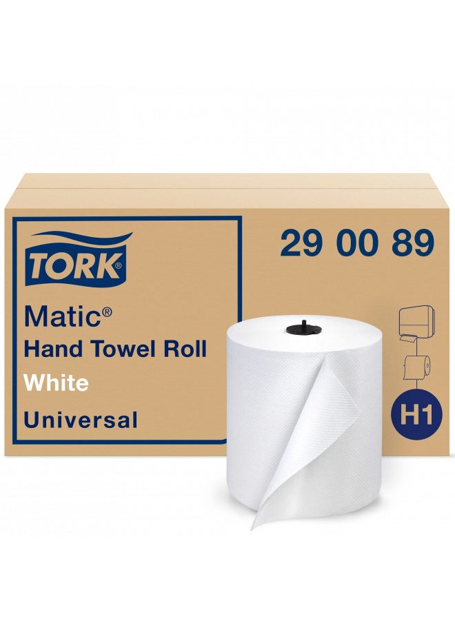 Tork Matic Paper Hand Towel Roll White H1, Universal, 100% Recycled Fiber, 6 Rolls x 700 ft, 290089
