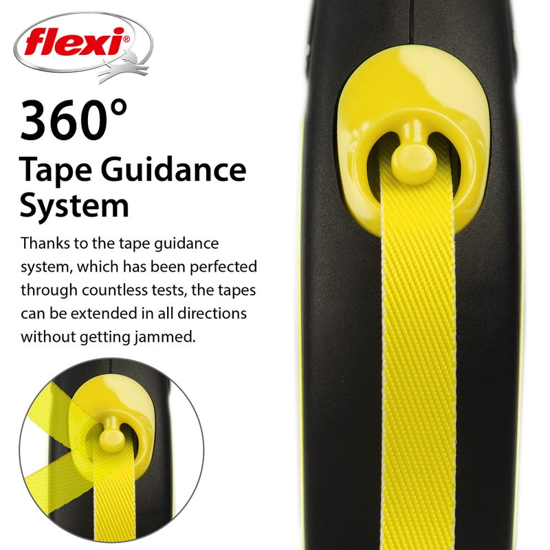 FLEXI New Neon Tape Retractable Dog Leashes for Medium Dogs Upto 55 lbs. â€“ 16 ft., Neon Yellow/Black | Tangle Free Pet Walking Leash with One-Handed Brake, Pause, Lock|German Quality Product - Image 4