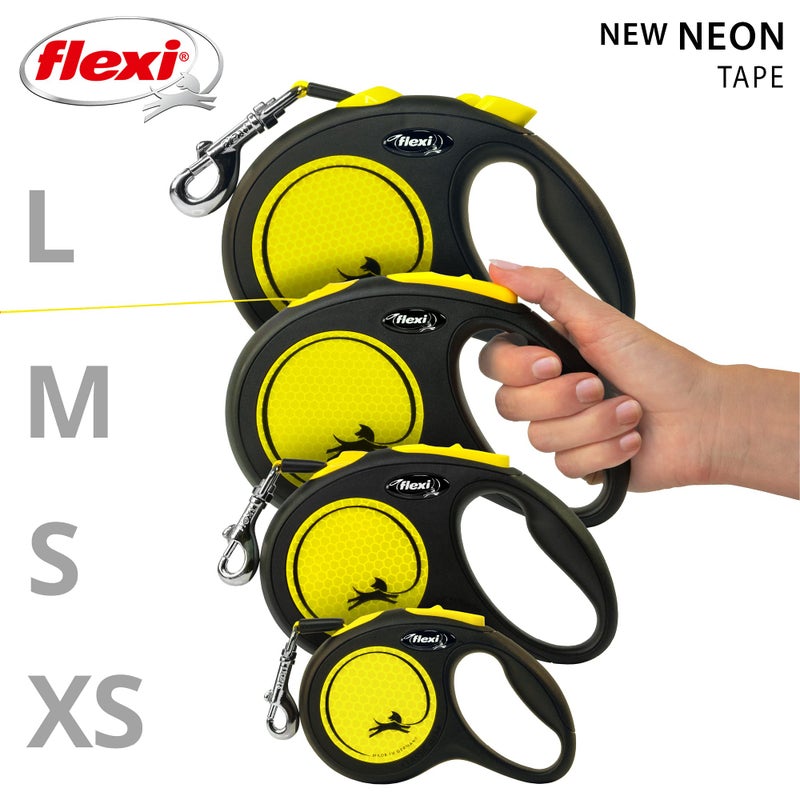FLEXI New Neon Tape Retractable Dog Leashes for Medium Dogs Upto 55 lbs. â€“ 16 ft., Neon Yellow/Black | Tangle Free Pet Walking Leash with One-Handed Brake, Pause, Lock|German Quality Product - Image 5