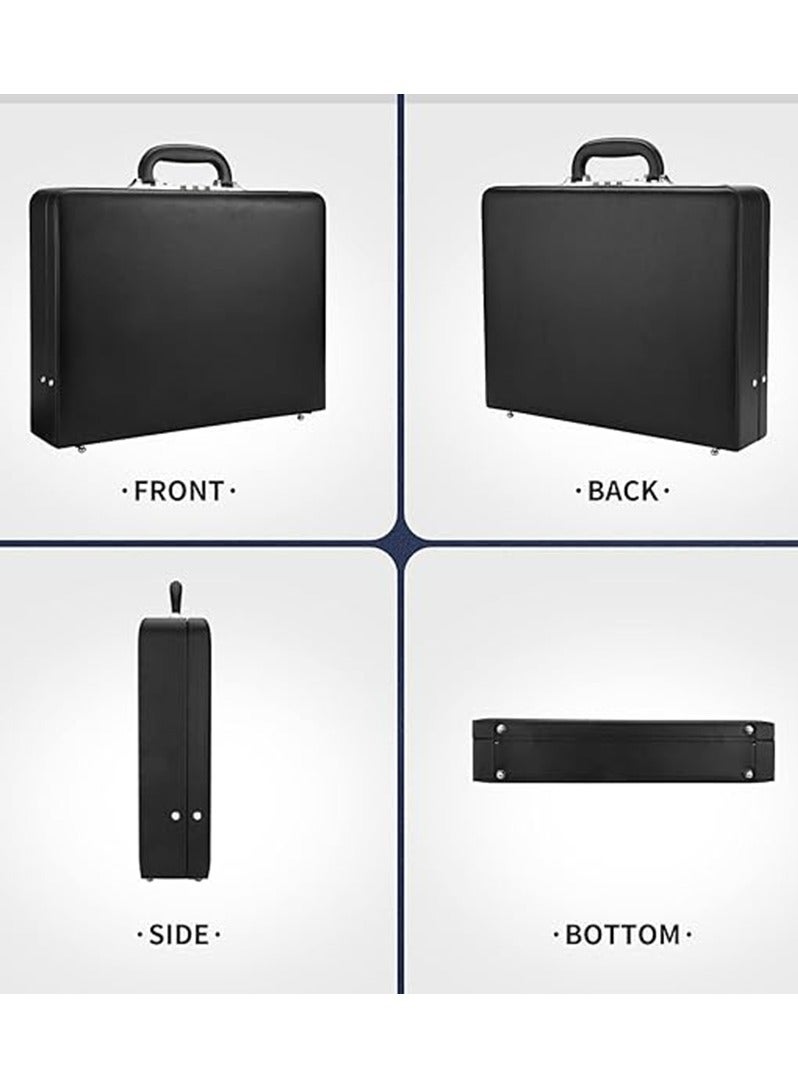 Freegallops 17 inches Expandable Hard Briefcases Laptop Attache for Men with Lock - Black - Image 5