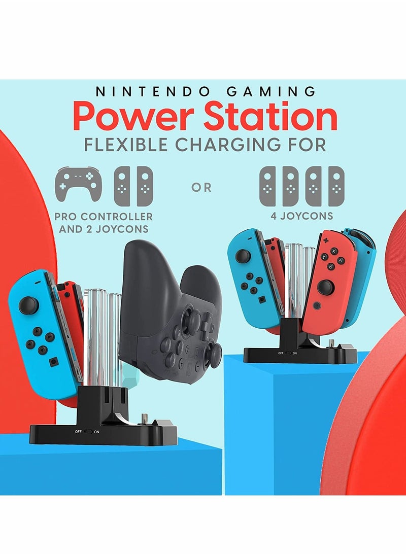 Charging Dock Station 4 In 1 for Nintendo Switch, Compatible With Nintendo Switch Joycon Controller With Type-c USB Cable Safe, for Switch Handle Colorful Four-charge, Switch Light Column Charger