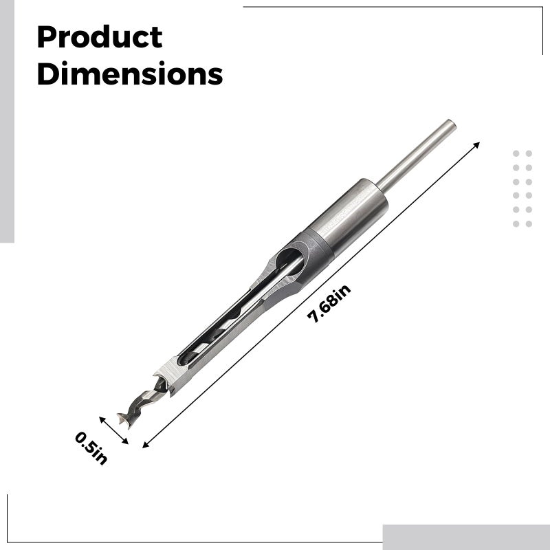 Steel Bearing 0.5 Inch Square Hole Drill Wood Chisel Bit U Shape Chip Removal Long Lasting - Image 5