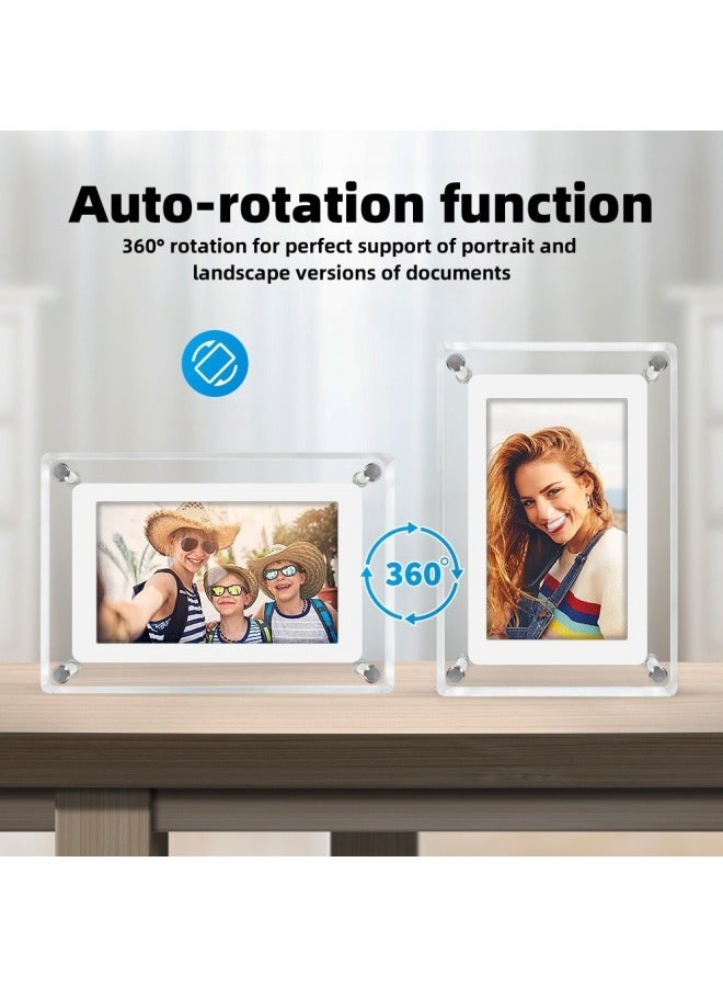 5 Inch Digital Photo Frame with Video Playback Built-in Multimedia Speaker Acrylic Video Photo Frame 4GB Memory Built-in 1200mAh Battery Can Be Perfect for Home Decoration and Heartfelt Gifts - Image 5