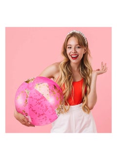 KASTWAVE Inflatable Clear Beach Balls, 2 Pieces 16" Pool Party Sequins Balls for Adult Summer Beach Water Games Hawaiian Party Favors Gifts (Pink)  - Image 4