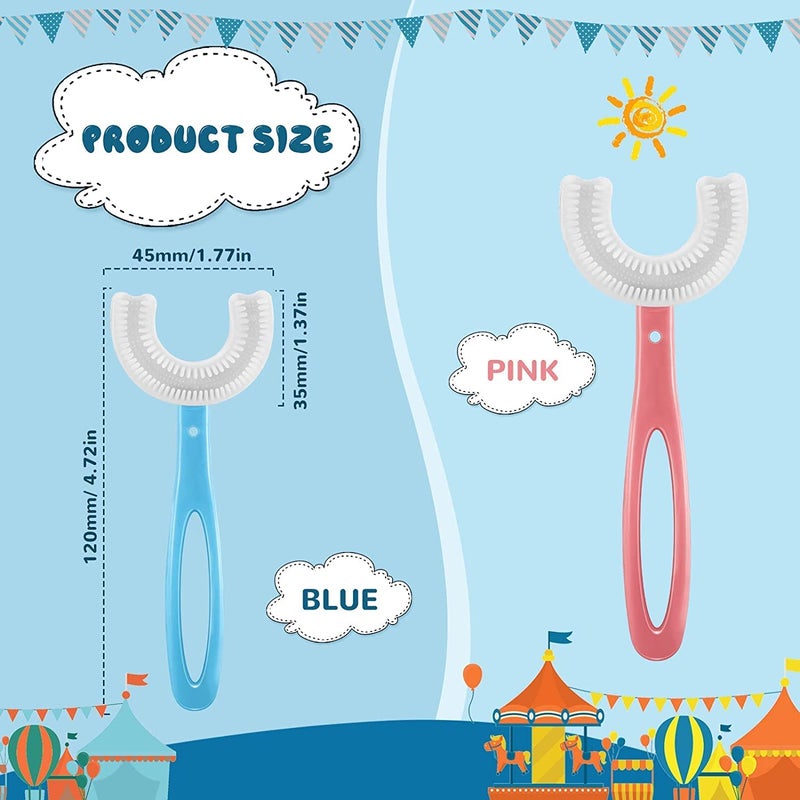 MARMIX 1 Pcs Kids U- Shaped Toothbrush, Food Grade Soft Silicone Brush Head, 360° Manual Toothbrush Oral Cleaning Tools for Children Training (Multicolor) for 6-12ages) - Image 2