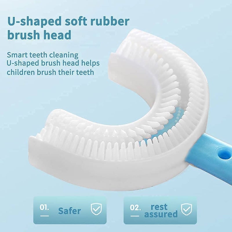 MARMIX 1 Pcs Kids U- Shaped Toothbrush, Food Grade Soft Silicone Brush Head, 360° Manual Toothbrush Oral Cleaning Tools for Children Training (Multicolor) for 6-12ages) - Image 4