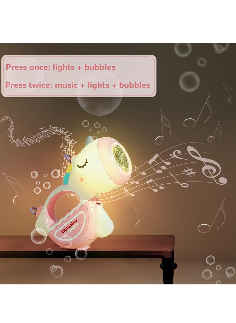 Automatic Bubble Machine, Rechargeable Safe Bubble Maker With Lights And Music, Lightweight And Portable Leak Proof Bubble Blower For Boys And Girls, (1pc, Pink)