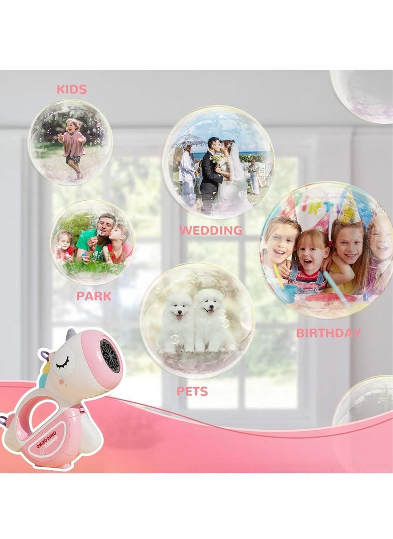 Automatic Bubble Machine, Rechargeable Safe Bubble Maker With Lights And Music, Lightweight And Portable Leak Proof Bubble Blower For Boys And Girls, (1pc, Pink)