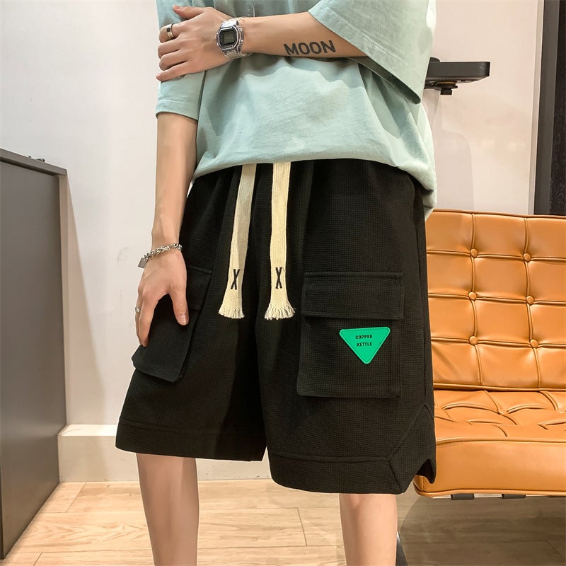 Waffles Work Shorts Men's Pants Summer Trendy Brand American Basketball Pants High Street Casual Sports Beach Pants - Image 1