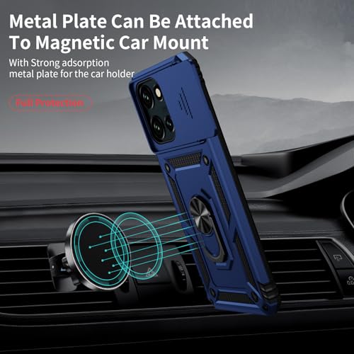Weycolor for Moto G Stylus 2025 Case with Camera Lens Cover, HD Screen Protector, 10 FT Military Grade Drop Protection, Magnetic Ring Holder Kickstand Protective Phone Case, Navy Blue - Image 3