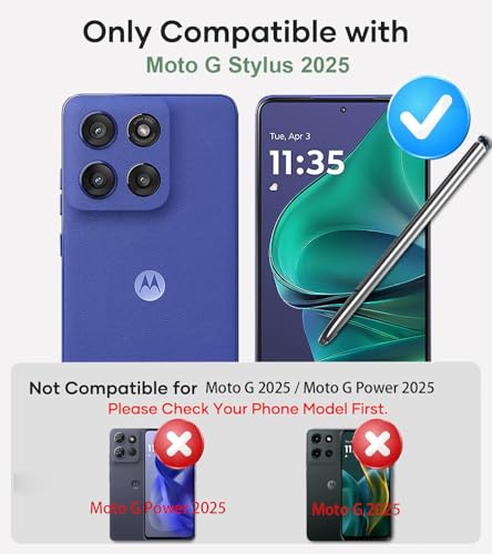 Weycolor for Moto G Stylus 2025 Case with Camera Lens Cover, HD Screen Protector, 10 FT Military Grade Drop Protection, Magnetic Ring Holder Kickstand Protective Phone Case, Navy Blue - Image 2